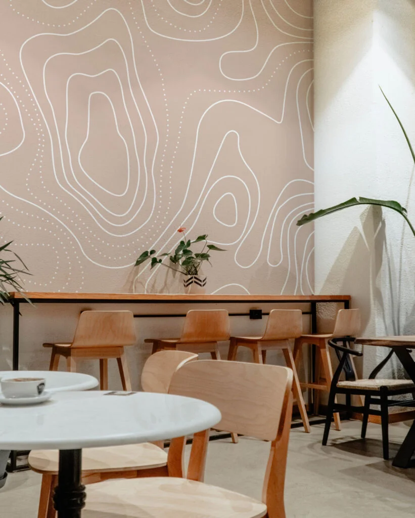 Abstract Line Art Wallpaper at Cafe-corner